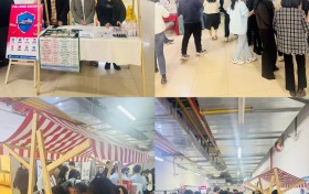 中国人寿财险武汉市中心支公司经济开发区支公司携寿险武汉市经开支公司、广发行武汉市经开支行联合进驻武汉经开区政府机关食堂进行宣传活动